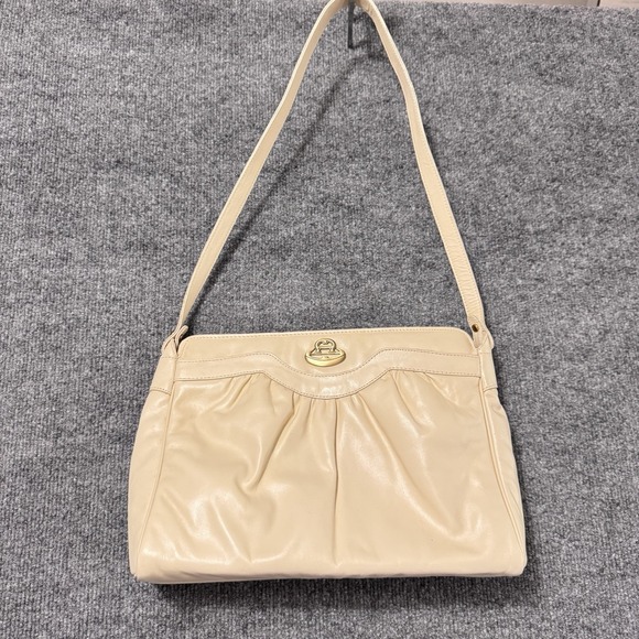 Etienne Aigner Handbags - Vintage Etienne Aigner Gathered Cream Leather Shoulder Bag‎ Purse NOS Mirror